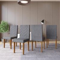 Conjunto 4 Cadeiras de Jantar com Pés em MDF Estofadas Fidelitá Itália Freijó/Grafite