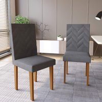 Conjunto 2 Cadeiras de Jantar com Pés em MDF Estofadas Fidelitá Itália Freijó/Grafite