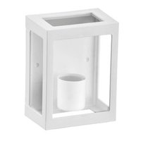 Arandela Parede Quadrada Grade Aberta Branco Lente Transparente Dital