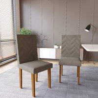 Conjunto 2 Cadeiras de Jantar com Pés em MDF Estofadas Fidelitá Itália Freijó/Cacau
