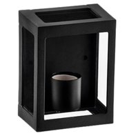 Arandela Luminária Quadrada Lente Transparente Preto Parede Muro E27 Dital
