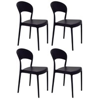 4 Cadeiras Plásticas Preta Summa Sissi Eco Tramontina 182 kg Encosto Fechado