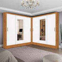 Closet Casal Duplo Dubai 06 Portas 06 Gavetas com Espelho Carioca Móveis - Cinamomo Branco