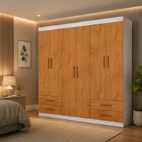 Closet Casal Lu 06 Portas 04 Gavetas Carioca Móveis - Branco Cinamomo