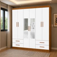 Closet Casal Lu 06 Portas 04 Gavetas com Espelhos Carioca Móveis - Cinamomo Branco