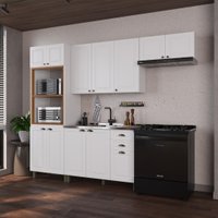 Armário de Cozinha Modulada Compacta Fidelitá Nara 100% MDF 4 Peças 270cm 12 Portas 2 Gavetas Sem Tampo Branco