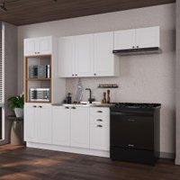 Armário de Cozinha Modulada Compacta Fidelitá Nara 100% MDF 4 Peças 270cm 12 Portas 2 Gavetas Sem Tampo e Rodapé Branco