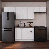Armário de Cozinha Modulada Compacta Fidelitá Nara 100% MDF 4 Peças 280cm 10 Portas 2 Gavetas Sem Tampo e Rodapé Branco