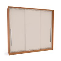 Guarda-Roupa Casal Valência 3 Portas 4 Gavetas Freijó e Creme