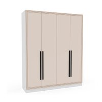 Guarda-Roupa Casal Valência 4 Portas 4 Gavetas Branco e Creme