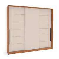 Guarda-Roupa Casal Lisboa 3 Portas 4 Gavetas Freijó e Creme