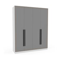 Guarda-Roupa Casal Valência 4 Portas 4 Gavetas Branco e Cinza