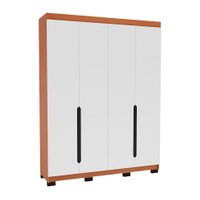Guarda-Roupa Solteiro Madrid 4 Portas 4 Gavetas Freijó e Branco