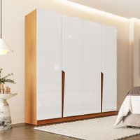 Guarda-Roupa Casal Porto 4 Portas 4 Gavetas Freijó e Branco