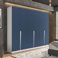 Guarda-Roupa Casal Porto 6 Portas 4 Gavetas Branco e Azul