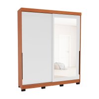 Guarda-Roupa Casal com Espelho Madrid 2 Portas 2 Gavetas Freijó e Branco