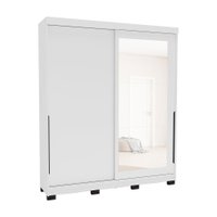 Guarda-Roupa Casal com Espelho Madrid 2 Portas 2 Gavetas Branco