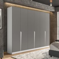 Guarda-Roupa Casal Porto 6 Portas 4 Gavetas Branco e Cinza