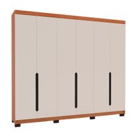 Guarda-Roupa Casal Madrid 6 Portas 4 Gavetas Freijó e Creme