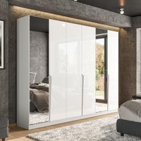 Guarda-Roupa Casal com Espelho Porto 6 Portas 4 Gavetas Branco