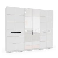 Guarda-Roupa Casal com Espelho Lisboa 6 Portas 4 Gavetas Branco