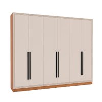 Guarda-Roupa Casal Valência 6 Portas 4 Gavetas Freijó e Creme