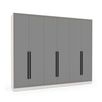 Guarda-Roupa Casal Valência 6 Portas 4 Gavetas Branco e Cinza