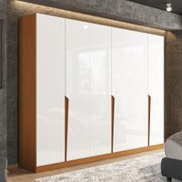 Guarda-Roupa Casal Porto 6 Portas 4 Gavetas Freijó e Branco