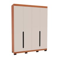 Guarda-Roupa Solteiro Madrid 4 Portas 4 Gavetas Freijó e Creme