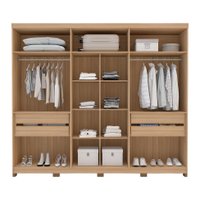 Guarda-Roupa Casal com Espelho Barcelona 6 Portas 4 Gavetas Carvalho e Off White