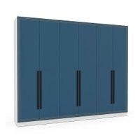 Guarda-Roupa Casal Valência 6 Portas 4 Gavetas Branco e Azul