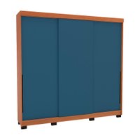 Guarda-Roupa Casal Madrid 3 Portas 4 Gavetas Freijó e Azul