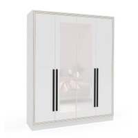 Guarda-Roupa Casal Espelho Valência 4 Portas 4 Gavetas Branco