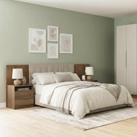 Cabeceira Extensível Estofada com 2 Mesas de Cabeceira Rustic/Imperial Madesa