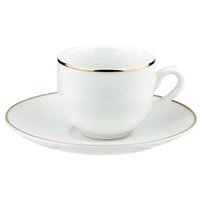 Jogo 12 Xícaras Chá Café 220ml com Pires Porcelana Legacy Gold LHermitage Branco Fio de Ouro