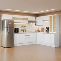 Armário de Cozinha Completa de Canto 507 cm Branco Smart 100% Madesa 01