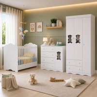 Quarto Bebê Completo Berço 3 em 1/Guarda-Roupa 3 Portas/Cômoda 4 Gavetas Vicente Multimóveis MP4843