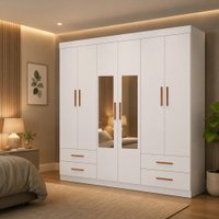 Closet Casal Lu 06 Portas 04 Gavetas com Espelhos Carioca Móveis - Branco