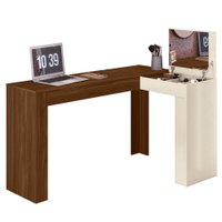 Penteadeira Escrivaninha Canto Com Espelho 135x82 cm Jade Freijo Off White MOBLER