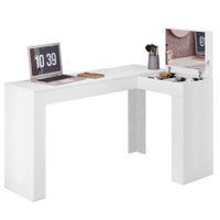 Penteadeira Escrivaninha Canto Com Espelho 135x82 cm Jade Branco Fosco MOBLER