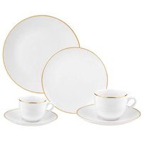 Aparelho de Jantar 16 peças Porcelana Branca Filete Dourado Legacy Gold Mesa Posta