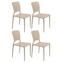 Conjunto 4 Cadeiras Plásticas Tramontina Safira Areia 182kg