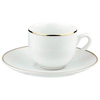 Jogo 36 Xícaras com Pires Porcelana Branca Legacy Gold 220ml