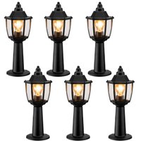Jogo 6 Balizadores de Jardim Termoplástico Preto Dital Heritage Clássico Iluminação Externa