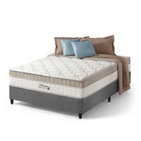 Cama Box Casal Cinza + Colchão Molas Ensacadas Pillow In Zidi Houston 138x188x65cm