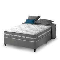 Cama Box Viúva Cinza + Colchão Molas Ensacadas Zidi Miami 128x188x59cm