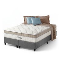 Cama Box Queen Cinza + Colchão Molas Ensacadas Pillow In Zidi Houston 158x198x65cm