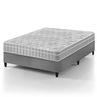 Cama Box Casal Cinza + Colchão Espuma D33 Zidi Hanover Orthopedic 138x188x61cm