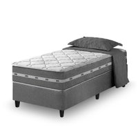 Cama Box Solteiro Cinza + Colchão Molas Ensacadas Zidi Miami 88x188x59cm