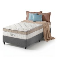 Cama Box Solteiro Cinza + Colchão Molas Ensacadas Pillow In Zidi Houston 88x188x65cm